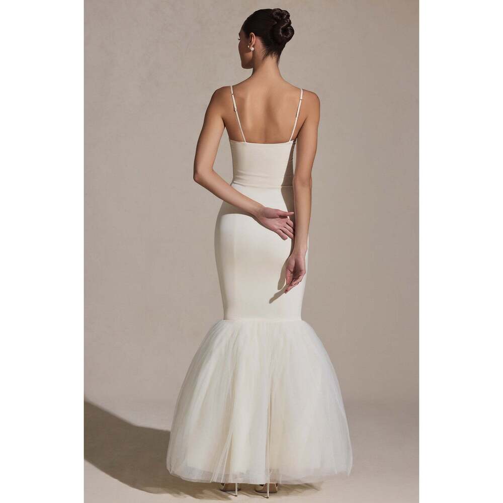 Oh Polly Tulle Hem Fishtail Gown in Ivory 0 - Picture 3 of 3